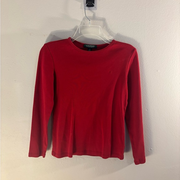 Ralph Lauren Classic Red Long Sleeve Top - Picture 1 of 5